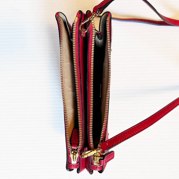 Genuine MCM Red Studded Leather Crossbody Bag - Picture 4 of 5